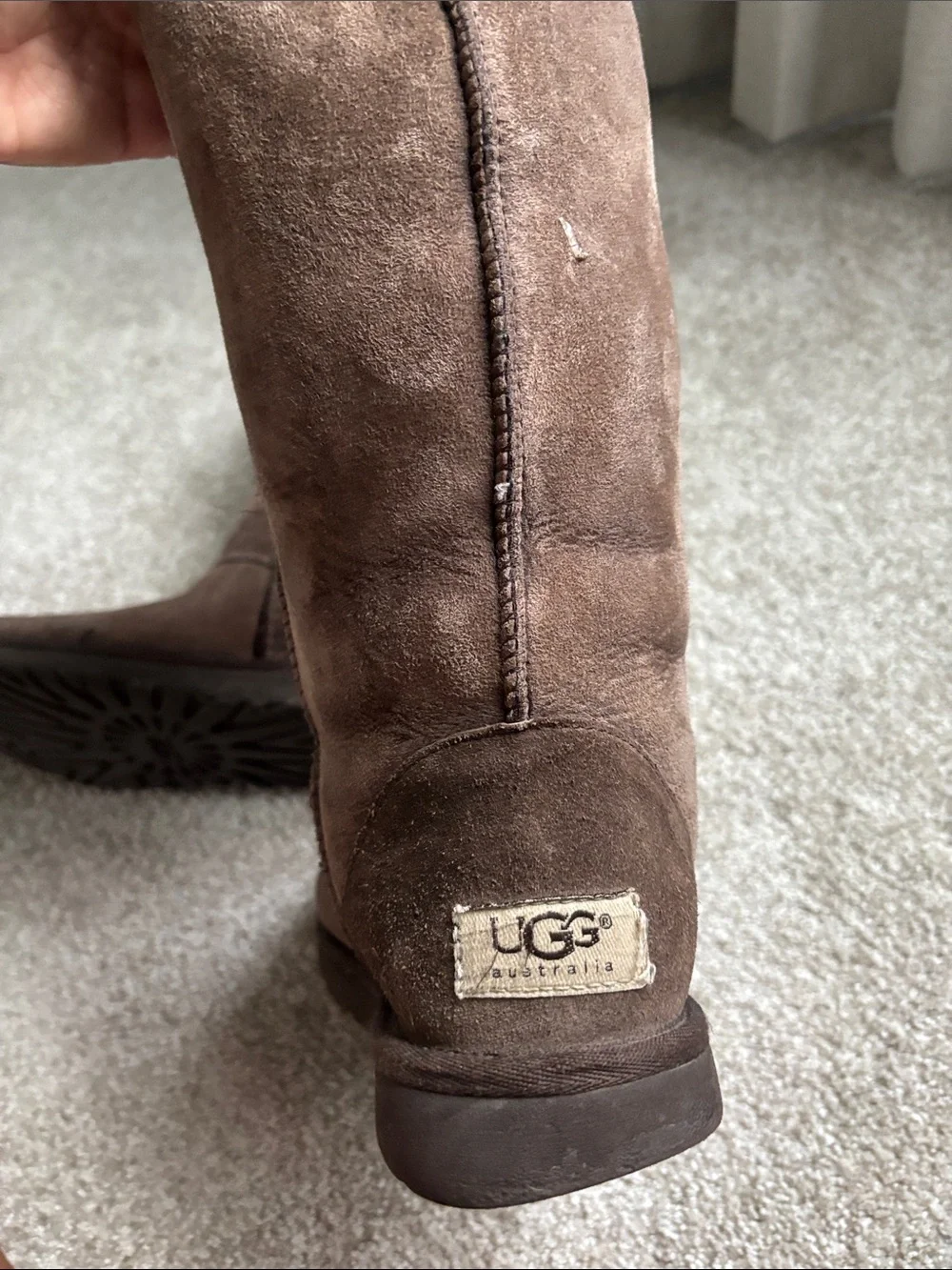 UGG Chocolate Suede Mid-Calf Shearling Boots